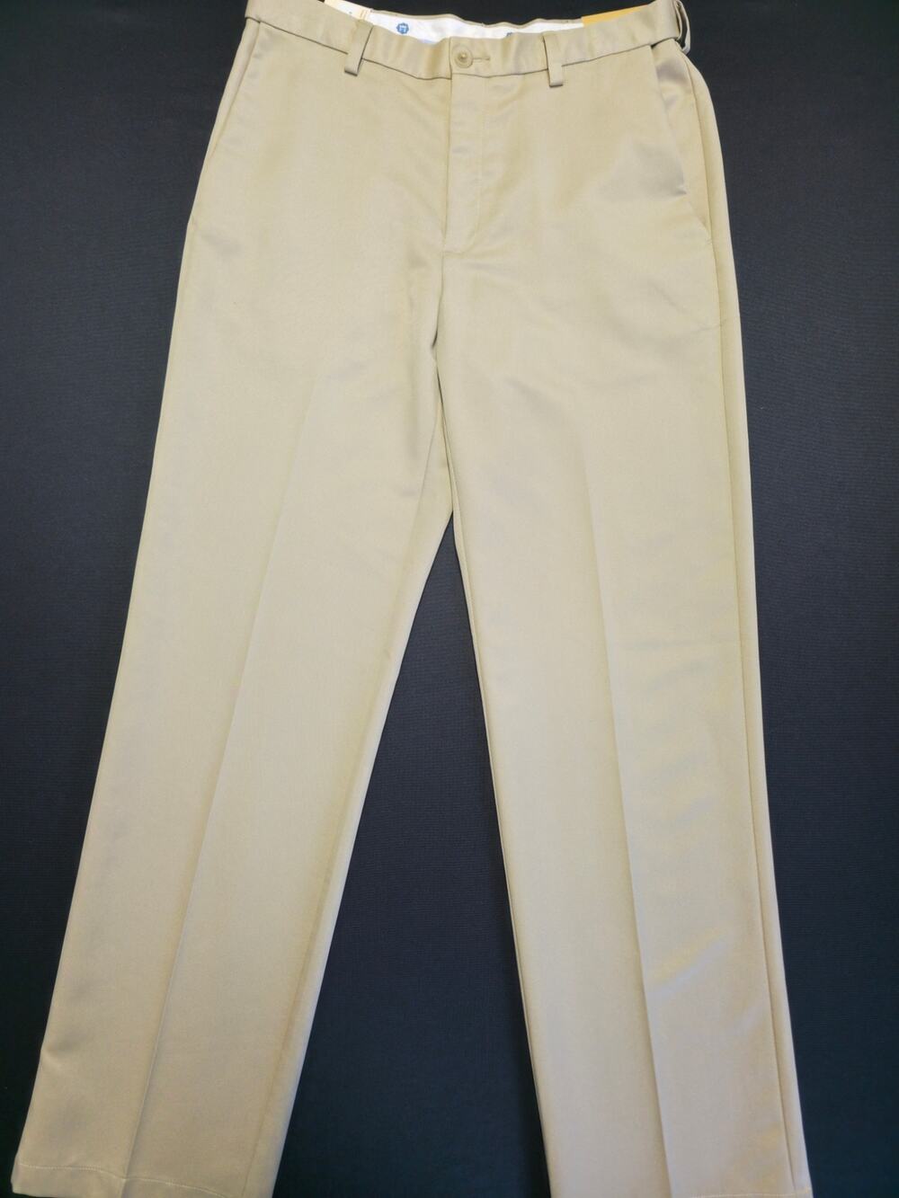 Hagger Mens Khaki Tan Flat Front Chino Trousers‎ Dress Pants 33x31